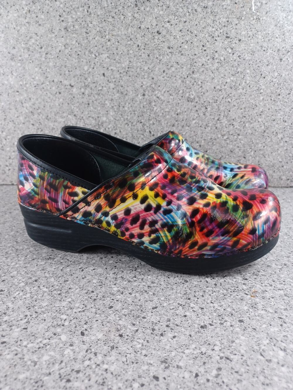 Dansko Slip-on Clogs Colorful Paint Storm Shoes Women's Size 9 EU 40